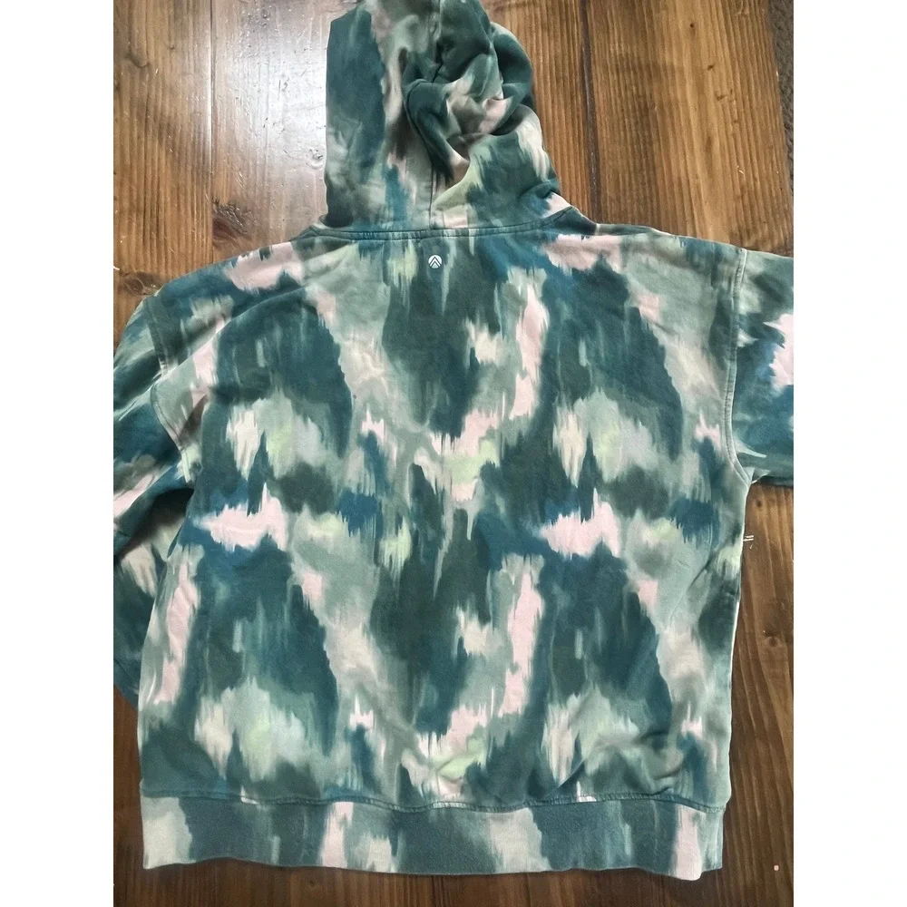 All in‎ Motion Womens XL Tie Dye Hoodie Teal Green Abstract Fleece Pullover